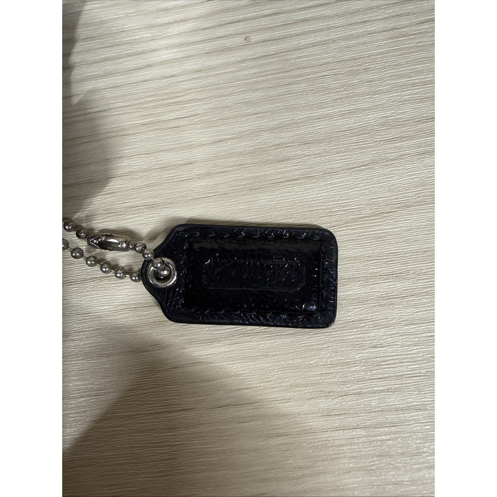 Coach Signature Logo Leather Wristlet Top Zip Black And Tan‎ Silver Hardware - Picture 4 of 8